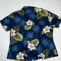 Pacific Legend Navy Hibiscus Hawaiian Shirt Made in Hawaii Cotton Size M