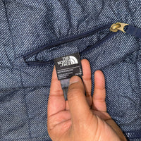 The North Face Reversible Sherpa Fleece Puffer Jacket Boys LG 14/16 Navy Brown Winter Coat