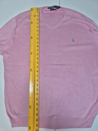 Polo Ralph Lauren V-Neck Jumper Pima Cotton Pink Size L