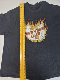 Wu-Tang Clan Graphic T-Shirt Faded Black Flame Logo Print Size 3XL