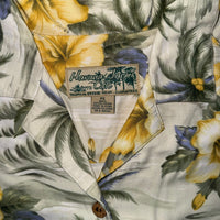Havana Jack's Cafe Cream Yellow Hawaiian Shirt Coconut Buttons Petite Size PS