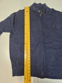 Polo Ralph Lauren Full Zip Jacket Cotton Knit Sweater Mock Neck Navy Size L