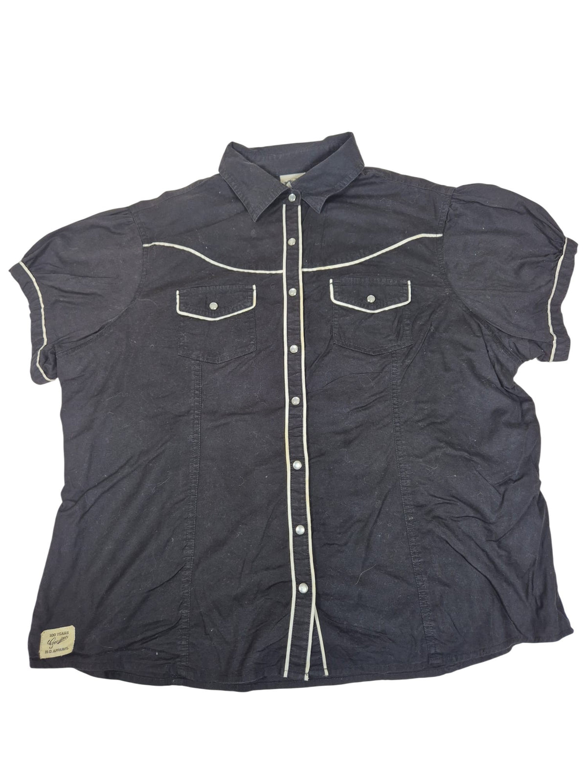 Harley-Davidson Womens Western Snap Shirt Black Piped Embroidered Back Size 1W( UK 18-20)