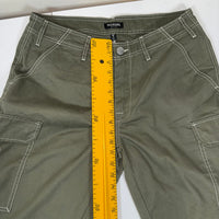 True Religion Cargo Trousers Olive Green Contrast Stitch Cargo Pockets Size 34