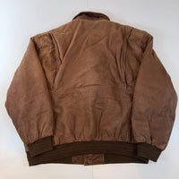 Roundtree & Yorke Genuine Leather Brown Bomber Jacket XL Vintage Aviator Flight Jacket