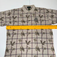 Izod Club Mens Polo Shirt US Open 1997 Golf Print Beige Size XL
