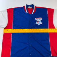Vintage Philadelphia 76ers Hardwood Classics Majestic Snap Button Warm Up Jersey Shirt XL NBA Retro
