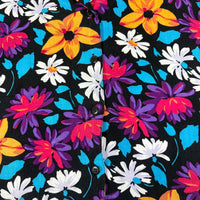 Notations Vintage 90s Floral Short Sleeve Blouse Black Multicolour Womens UK 16(L/XL)
