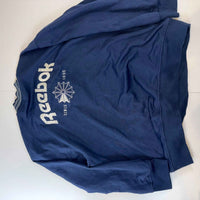 Vintage Reebok Classics Quarter Zip Sweatshirt Navy Blue Big Logo Spell Out 2XL Y2K