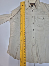 Harley-Davidson Womens Western Shirt Cream Embroidered Back Star Buttons 90s L