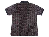 IZOD Golf Polo Shirt Black Leaf Print Double Mercerized Cotton Size M