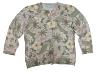 Pendleton Silk Blend Floral Button Cardigan Sage Green Size L Womens