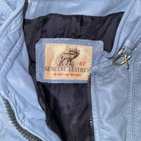Genuine Leather Zip-Up Bomber Jacket, Men's Size 42 (L)