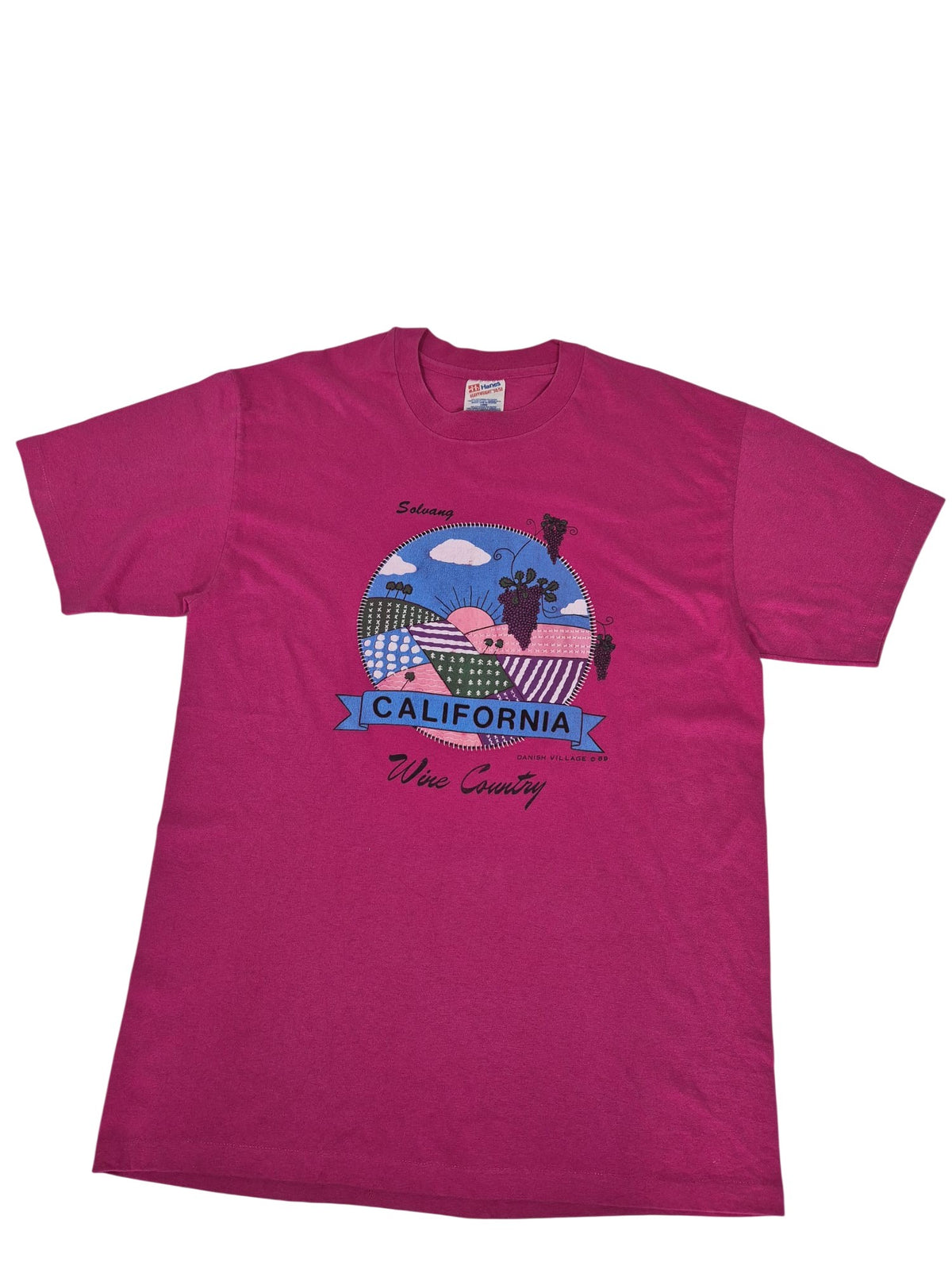 Hanes Solvang California Wine Country Graphic T-Shirt Pink Size Large
