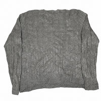 Polo Ralph Lauren Cable Knit Jumper Grey Silk V-Neck Mens Size XL