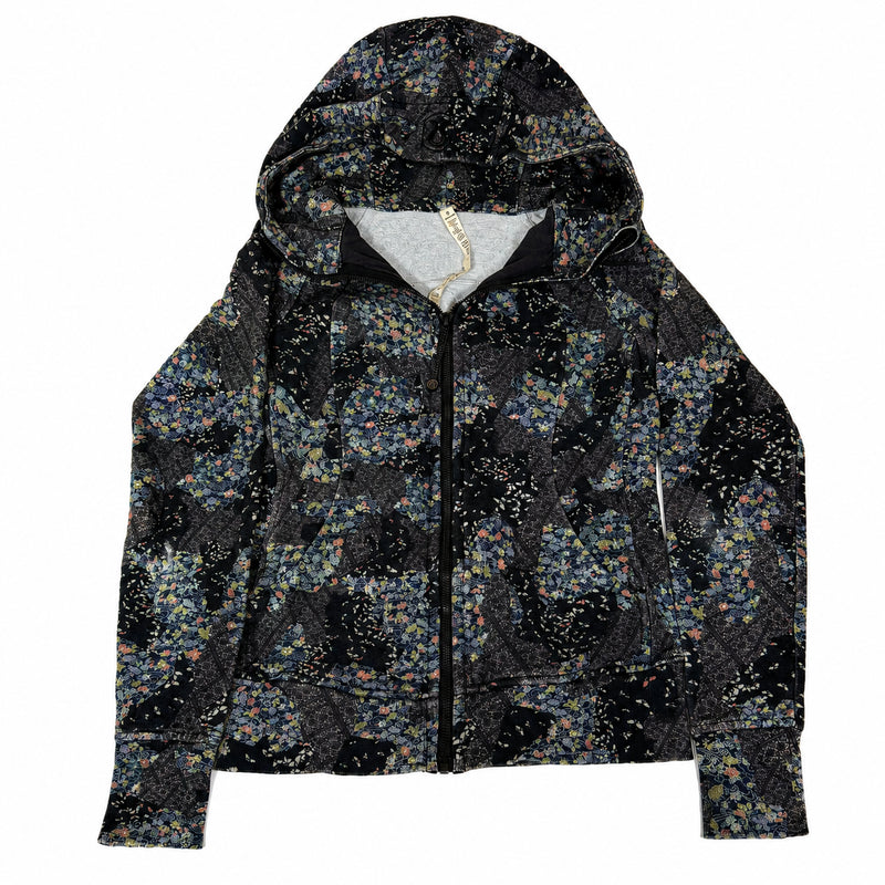 Lululemon Scuba Hoodie Navy Floral Print Zip-Up Womens Size 4(UK 8)