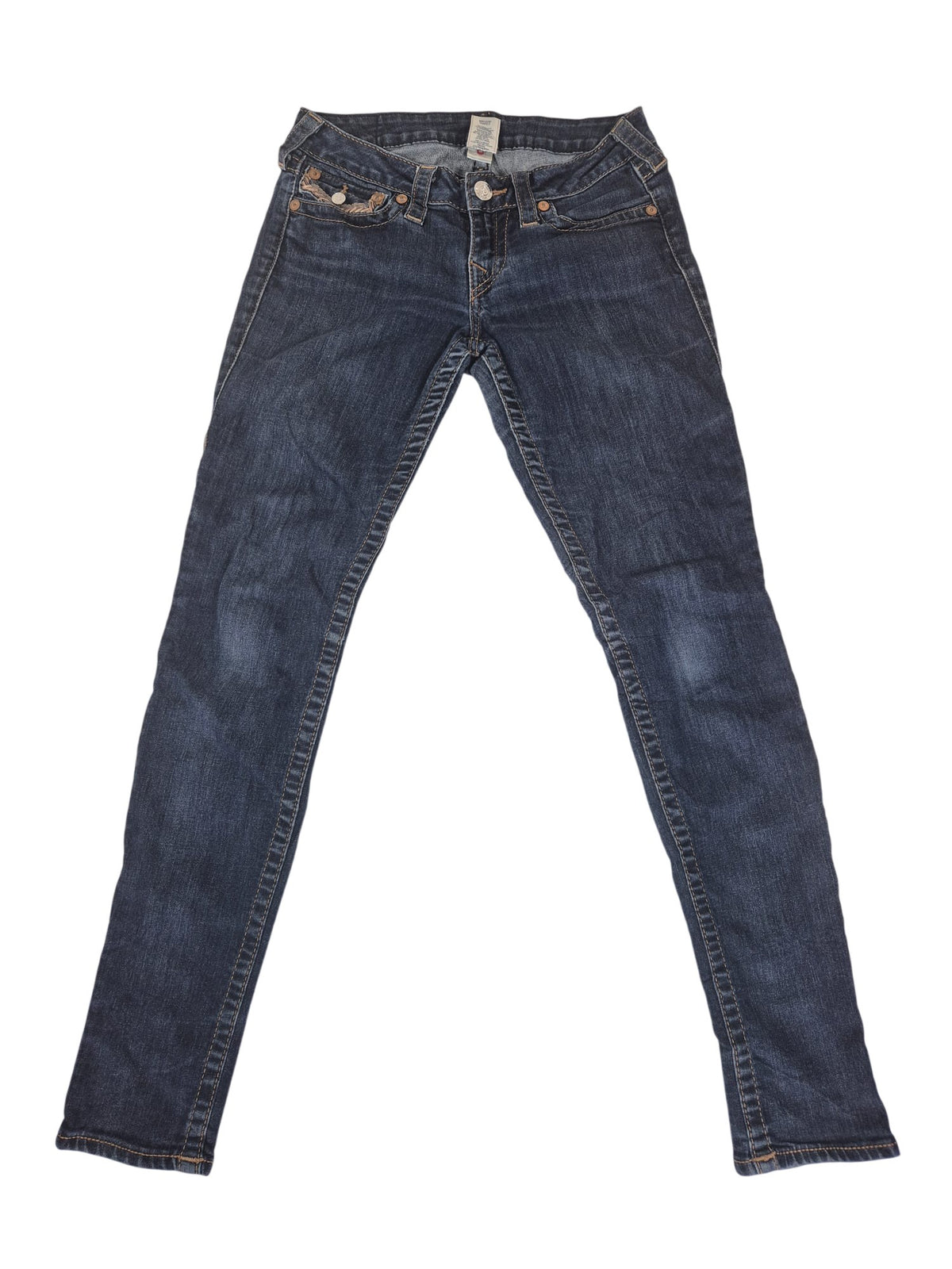 True Religion Skinny Jeans Dark Wash Flap Pocket Denim Size UK 8