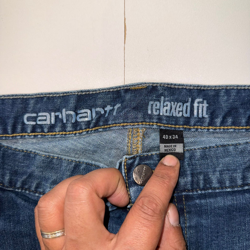 Carhartt Rugged Flex Denim Shorts Relaxed Fit Blue Workwear Carpenter Shorts W40