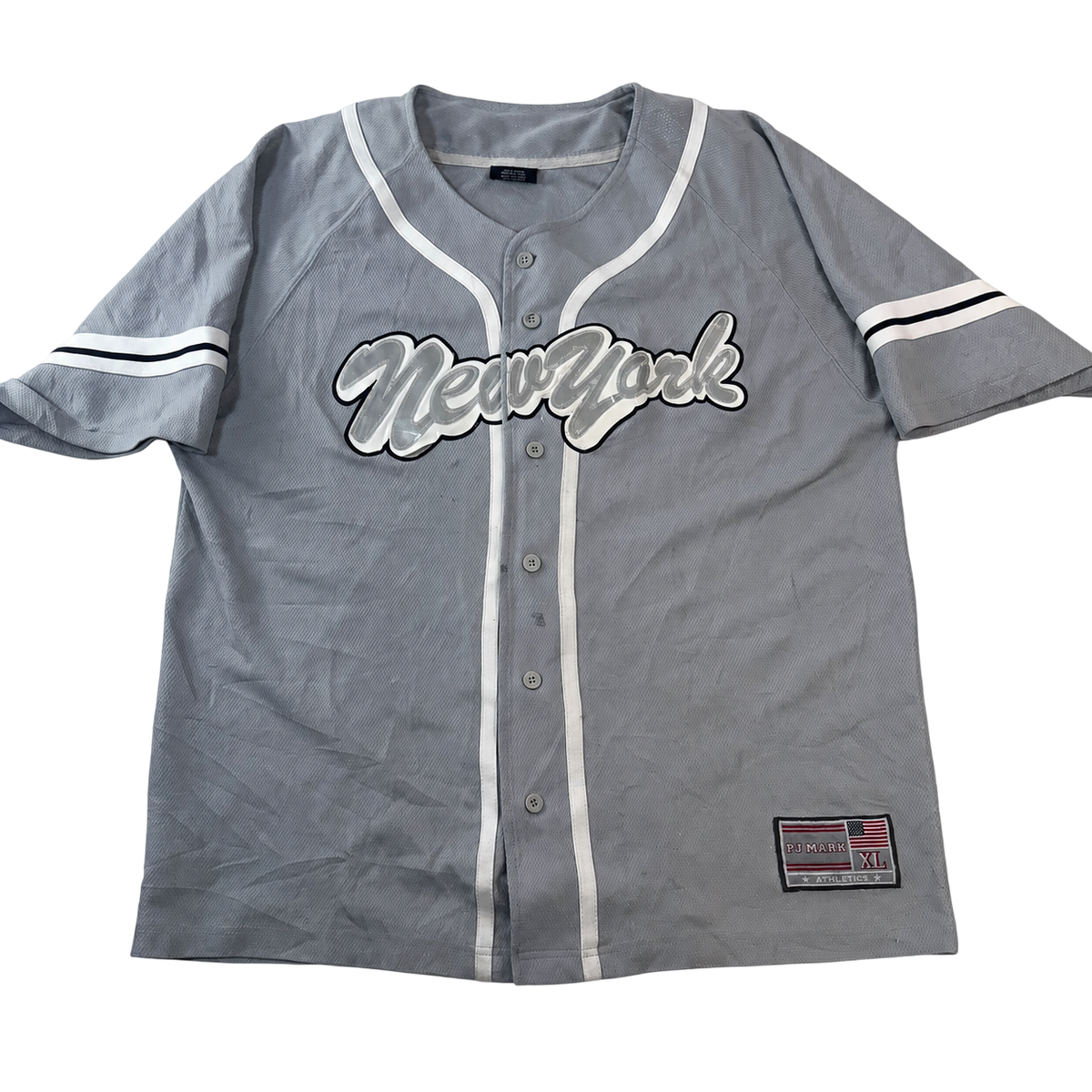 PJ Mark New York Baseball Jersey Grey Mesh XL Y2K Streetwear