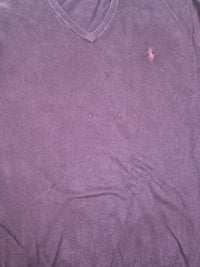 Polo Ralph Lauren Pima Cotton V Neck Jumper Sweater Burgundy Plum Size XL