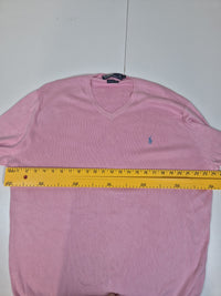 Polo Ralph Lauren V-Neck Jumper Pima Cotton Pink Size L