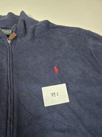 Polo Ralph Lauren Full Zip Jacket Cotton Knit Sweater Mock Neck Navy Size L
