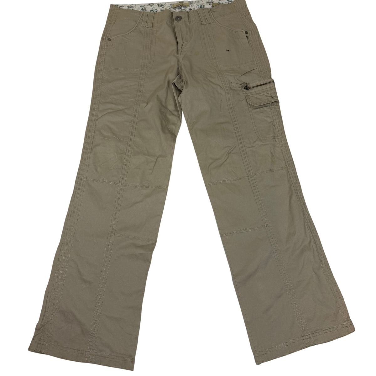 Natural Reflections Cargo Trousers Womens Size 10(W34) Khaki Cotton Zip Pocket