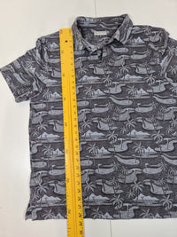 PGA Tour Golf Polo Shirt All Over Novelty Print Grey Size XL Mens