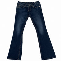Miss Me Embellished Boot Cut Jeans Dark Blue Crystal Pockets Size 28