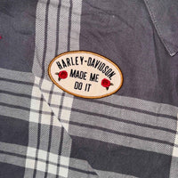 Harley-Davidson Grey & White Plaid Flannel Button-Up Shirt, Men's XL