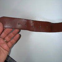 Western Rhinestone Buckle Genuine Leather Belt Brown Size 36