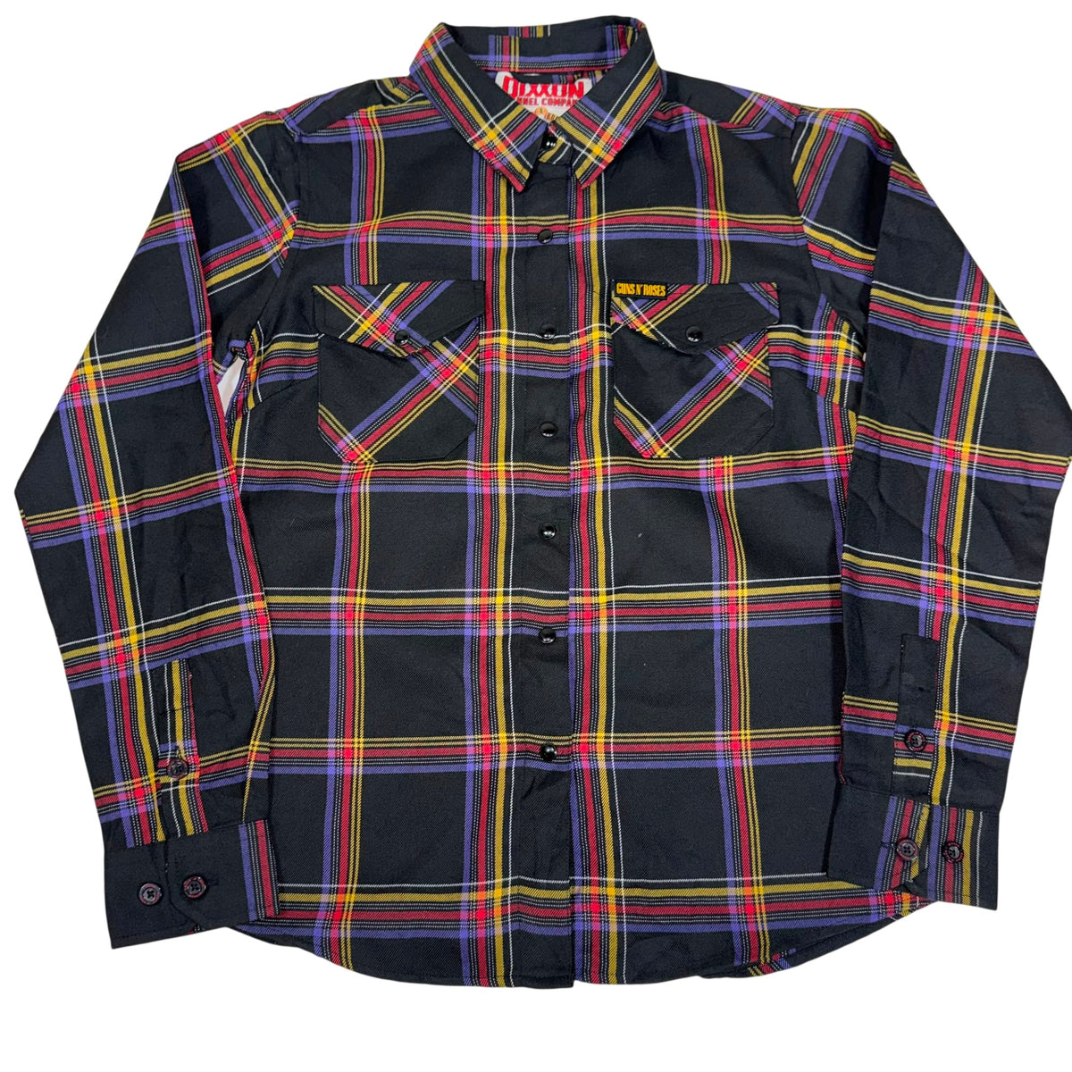 Dixxon Flannel Co Guns N Roses Snap Shirt Black Plaid Size M