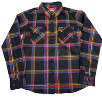 Dixxon Flannel Co Guns N Roses Snap Shirt Black Plaid Size M