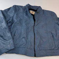 Genuine Leather Zip-Up Bomber Jacket, Men's Size 42 (L)