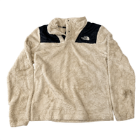 The North Face Girls Sherpa Fleece Pullover Jacket Cream Beige Black Logo Size L/G (14/16)