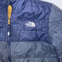 The North Face Reversible Sherpa Fleece Puffer Jacket Boys LG 14/16 Navy Brown Winter Coat