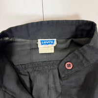 Levi's Black Long Sleeve Band Collar Blouse Windowpane Weave Size S