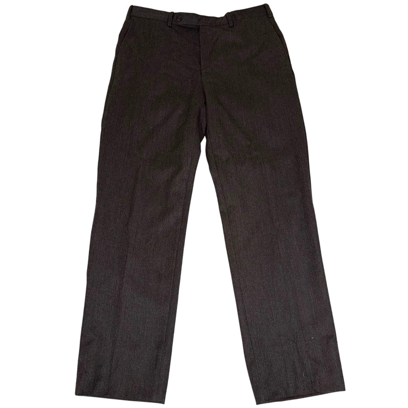 Burberry London Wool Tailored Trousers Charcoal Brown Straight Leg Size W32