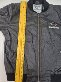 Corvette Embroidered Bomber Jacket Black Nylon Racing Logo Size L