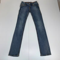 Rock Revival Debbie Embroidered Straight Jeans Blue Distressed 26