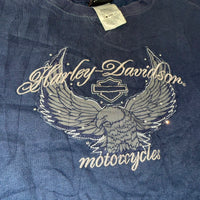 Harley-Davidson Women’s Blue Sweatshirt Top XL Embroidered Eagle Logo Drawstring Hem