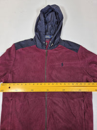 Polo Ralph Lauren Burgundy Navy Colourblock Full Zip Hoodie Size L