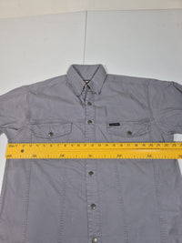 Harley-Davidson Mens Snap Button Shirt Grey Cotton Twill Bar Shield 90s Size M
