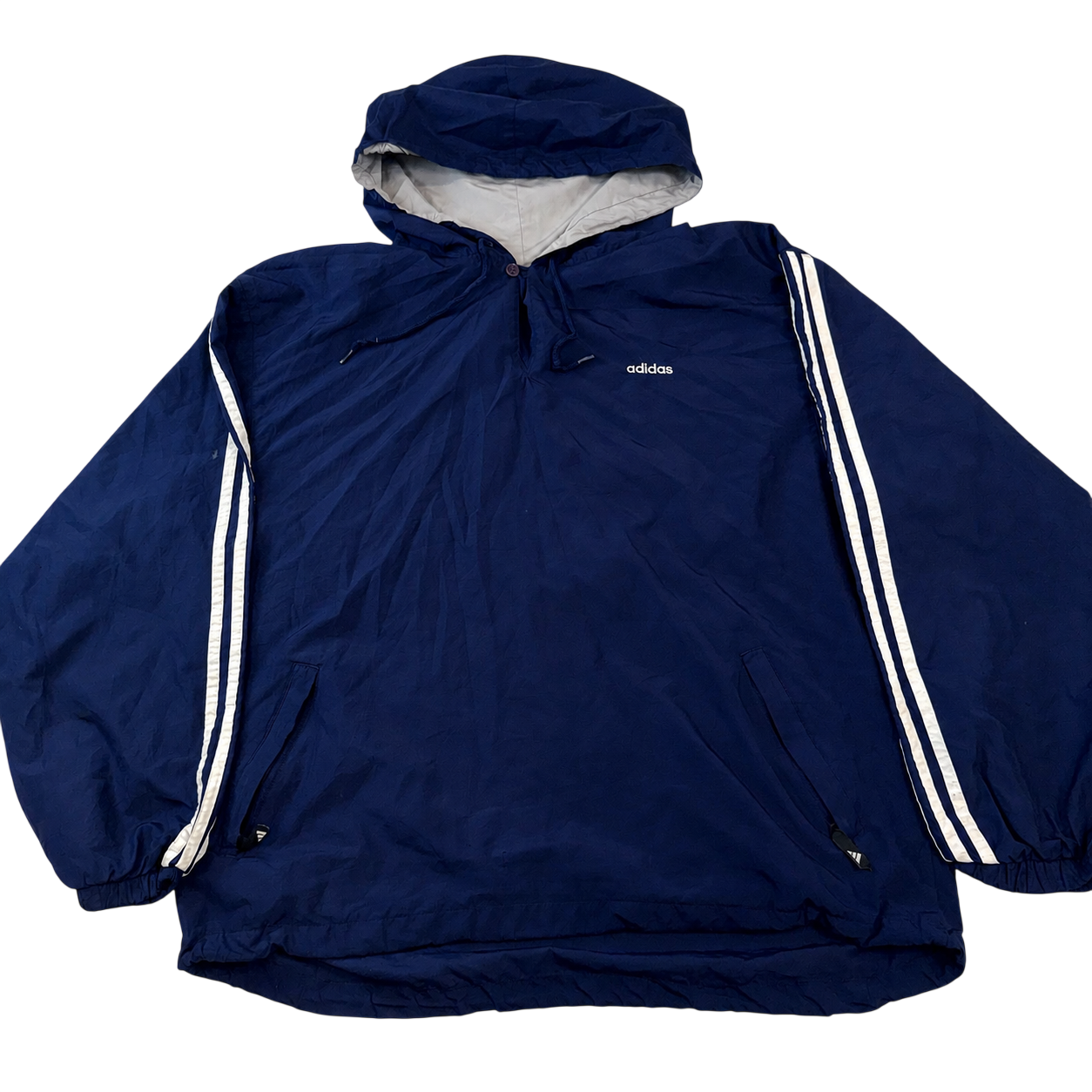 Vintage Adidas Blue Pullover Windbreaker Jacket Hooded