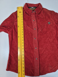 Harley-Davidson Suede Leather Western Shirt Red Womens S Snap Front Vintage 90s