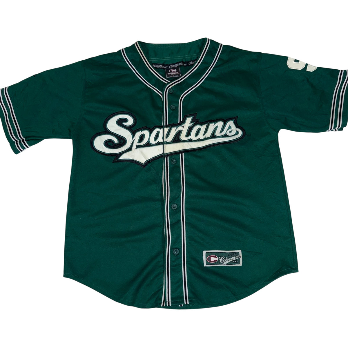 Colosseum Michigan State Spartans Baseball Jersey Green Button Front Size M