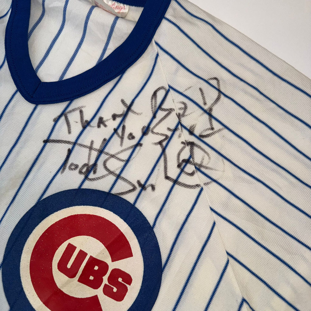 Vintage Chicago Cubs Pinstripe Jersey Adult Large Signed Rawlings