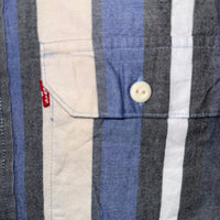 Levi’s Relaxed Fit Striped Button-Up Shirt Men’s Small Blue Green Long Sleeve Casual