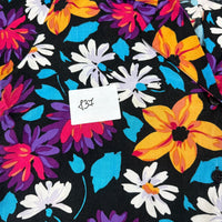 Notations Vintage 90s Floral Short Sleeve Blouse Black Multicolour Womens UK 16(L/XL)
