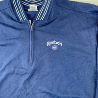 Vintage Reebok Classics Quarter Zip Sweatshirt Navy Blue Big Logo Spell Out 2XL Y2K